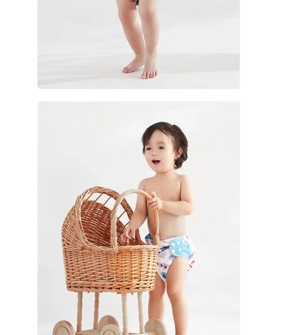 HappyFlute Reusable Cloth Diapers – Eco-Friendly Pocket Diapers, 4-Pack, Unisex (Fits 3–15 kg) - Babytopia32