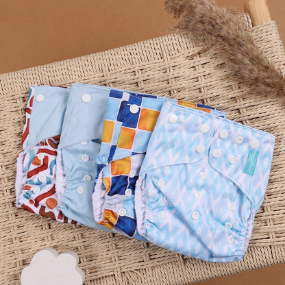 HappyFlute Reusable Cloth Diapers – Eco-Friendly Pocket Diapers, 4-Pack, Unisex (Fits 3–15 kg) - Babytopia32