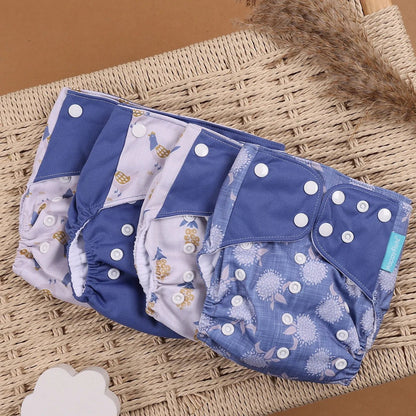 HappyFlute Reusable Cloth Diapers – Eco-Friendly Pocket Diapers, 4-Pack, Unisex (Fits 3–15 kg) - Babytopia32