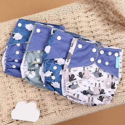 HappyFlute Reusable Cloth Diapers – Eco-Friendly Pocket Diapers, 4-Pack, Unisex (Fits 3–15 kg) - Babytopia32