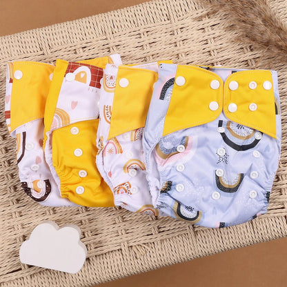 HappyFlute Reusable Cloth Diapers – Eco-Friendly Pocket Diapers, 4-Pack, Unisex (Fits 3–15 kg) - Babytopia32