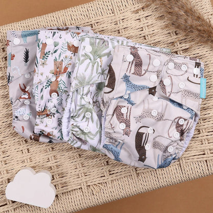 HappyFlute Reusable Cloth Diapers – Eco-Friendly Pocket Diapers, 4-Pack, Unisex (Fits 3–15 kg) - Babytopia32
