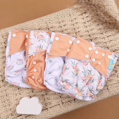 HappyFlute Reusable Cloth Diapers – Eco-Friendly Pocket Diapers, 4-Pack, Unisex (Fits 3–15 kg) - Babytopia32
