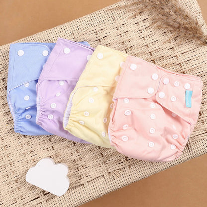 HappyFlute Reusable Cloth Diapers – Eco-Friendly Pocket Diapers, 4-Pack, Unisex (Fits 3–15 kg) - Babytopia32