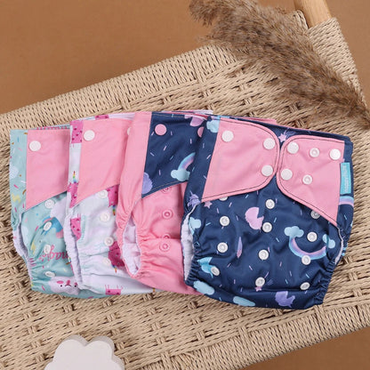HappyFlute Reusable Cloth Diapers – Eco-Friendly Pocket Diapers, 4-Pack, Unisex (Fits 3–15 kg) - Babytopia32