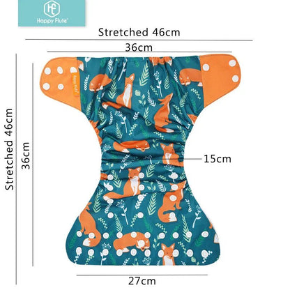 HappyFlute Reusable Cloth Diapers – Eco-Friendly Pocket Diapers, 4-Pack, Unisex (Fits 3–15 kg) - Babytopia32