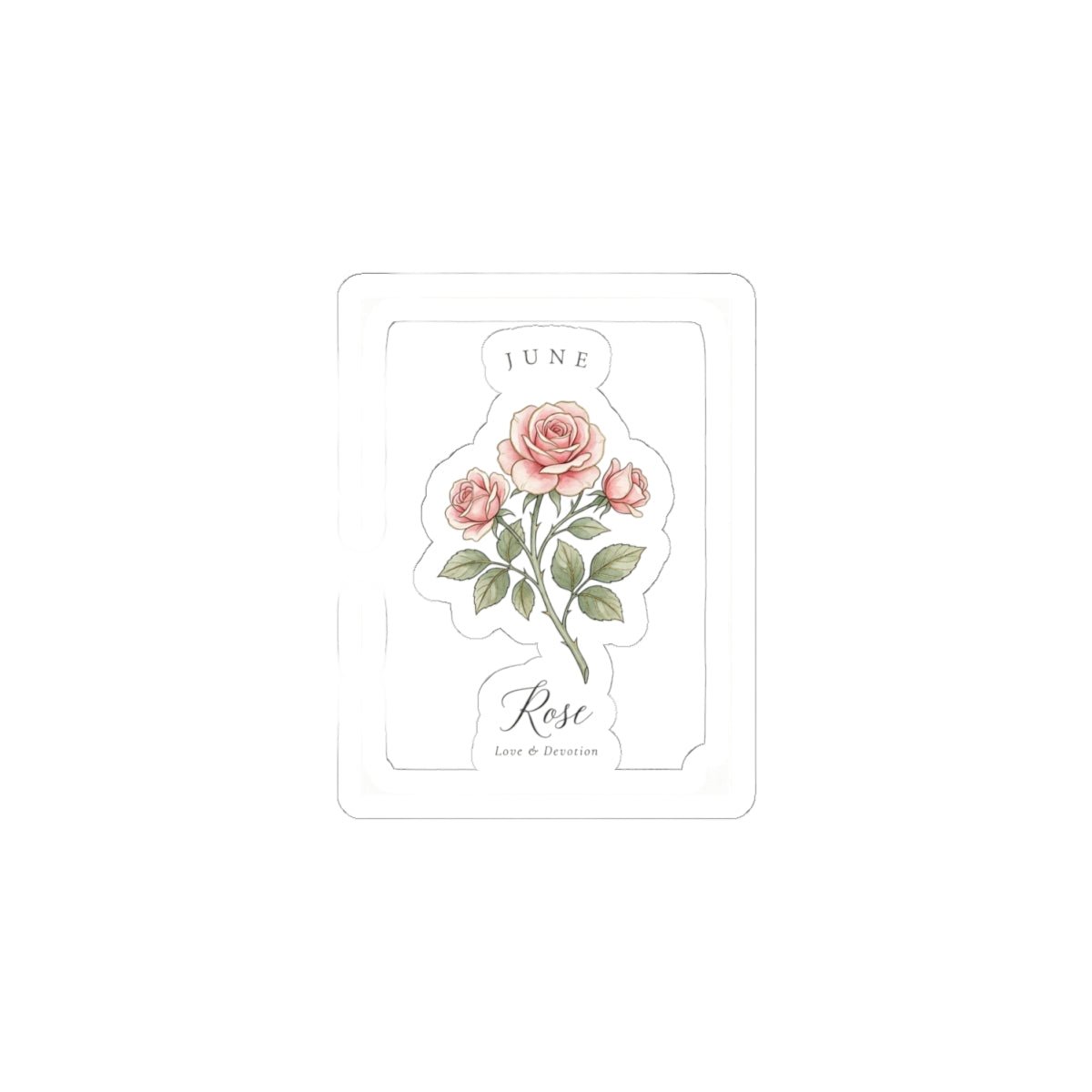 June Rose Birth Month Botanical Kiss-Cut Stickers | Watercolor Line Art, Personalized - Babytopia32