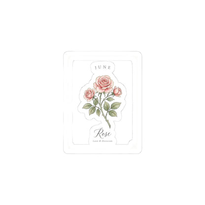 June Rose Birth Month Botanical Kiss-Cut Stickers | Watercolor Line Art, Personalized - Babytopia32
