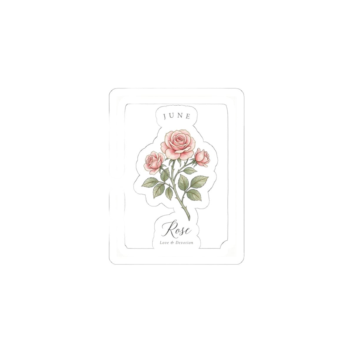 June Rose Birth Month Botanical Kiss-Cut Stickers | Watercolor Line Art, Personalized - Babytopia32