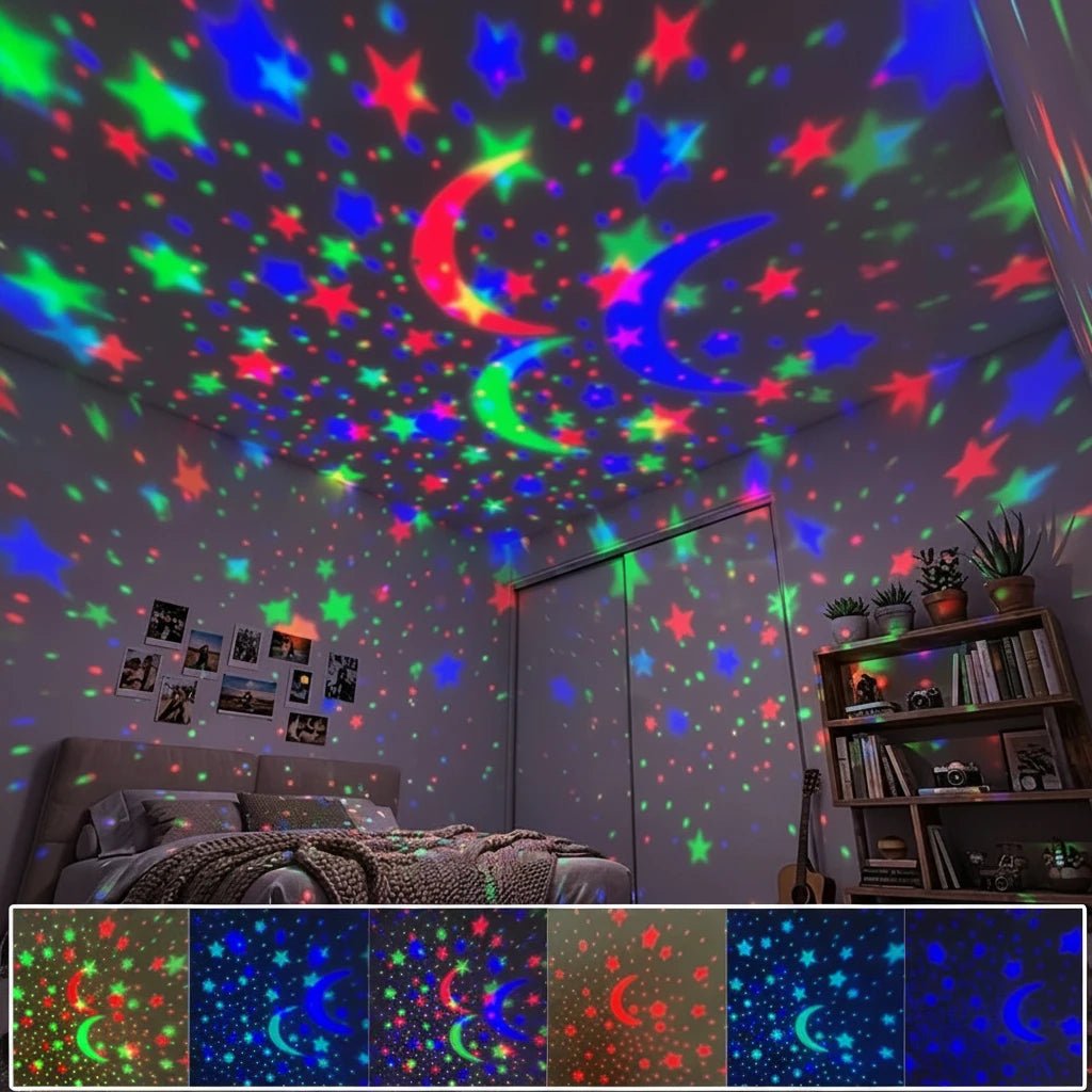 LED Starry Sky Night Light Projector — USB Star & Moon Lamp for Nursery, Bedroom & Home Decor - Babytopia32