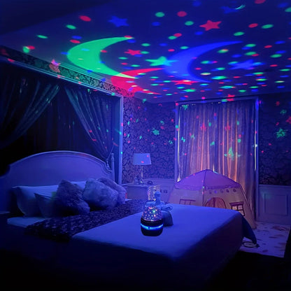 LED Starry Sky Night Light Projector — USB Star & Moon Lamp for Nursery, Bedroom & Home Decor - Babytopia32