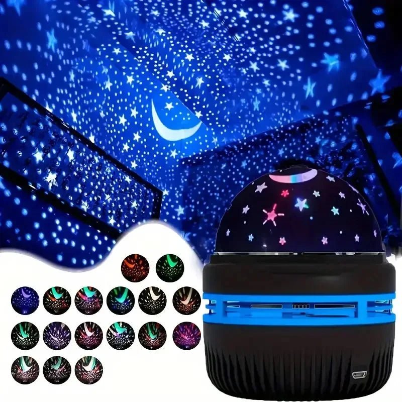 LED Starry Sky Night Light Projector — USB Star & Moon Lamp for Nursery, Bedroom & Home Decor - Babytopia32