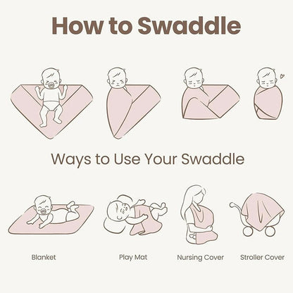 Newborn Baby Swaddle Set — Receiving Blanket, Matching Headband & Beanie | 4-Piece Gift Set - Babytopia32