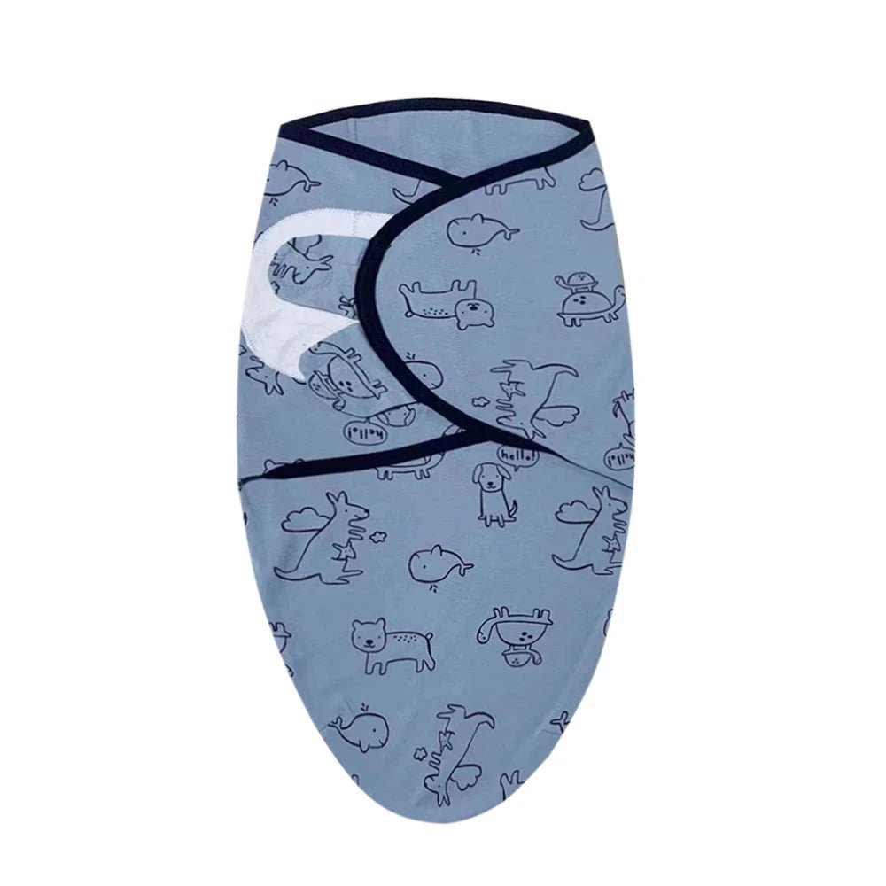Newborn Swaddle Blanket & Hat Set — 100% Cotton Cartoon Print, Adjustable Wrap for 0–6 Months - Babytopia32