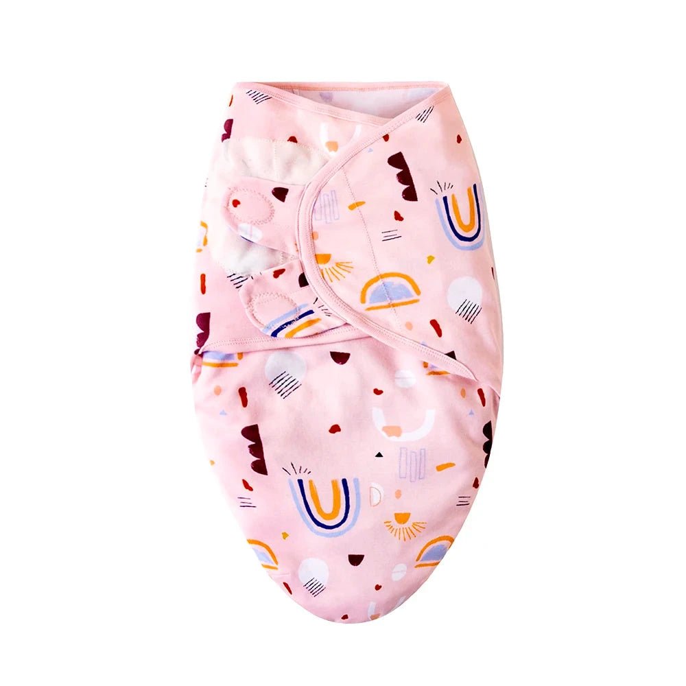 Newborn Swaddle Blanket & Hat Set — 100% Cotton Cartoon Print, Adjustable Wrap for 0–6 Months - Babytopia32
