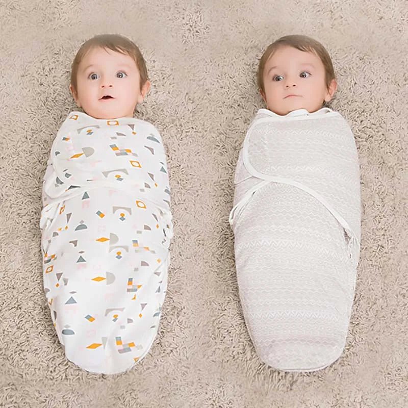 Newborn Swaddle Blanket & Hat Set — 100% Cotton Cartoon Print, Adjustable Wrap for 0–6 Months - Babytopia32