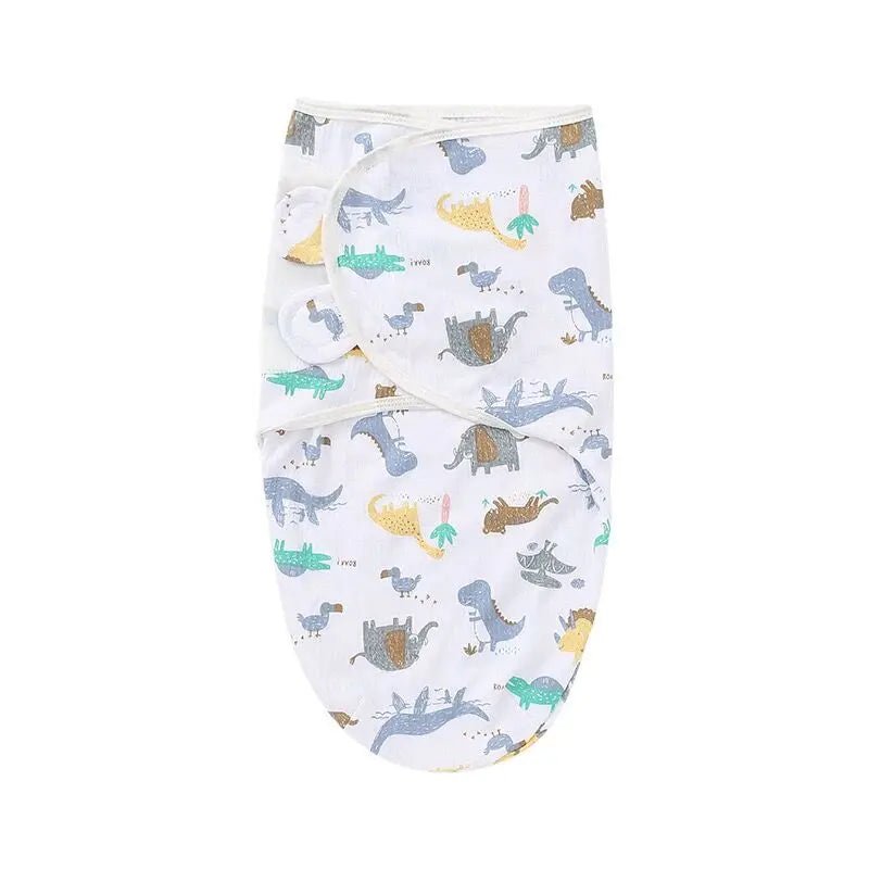 Newborn Swaddle Blanket & Hat Set — 100% Cotton Cartoon Print, Adjustable Wrap for 0–6 Months - Babytopia32