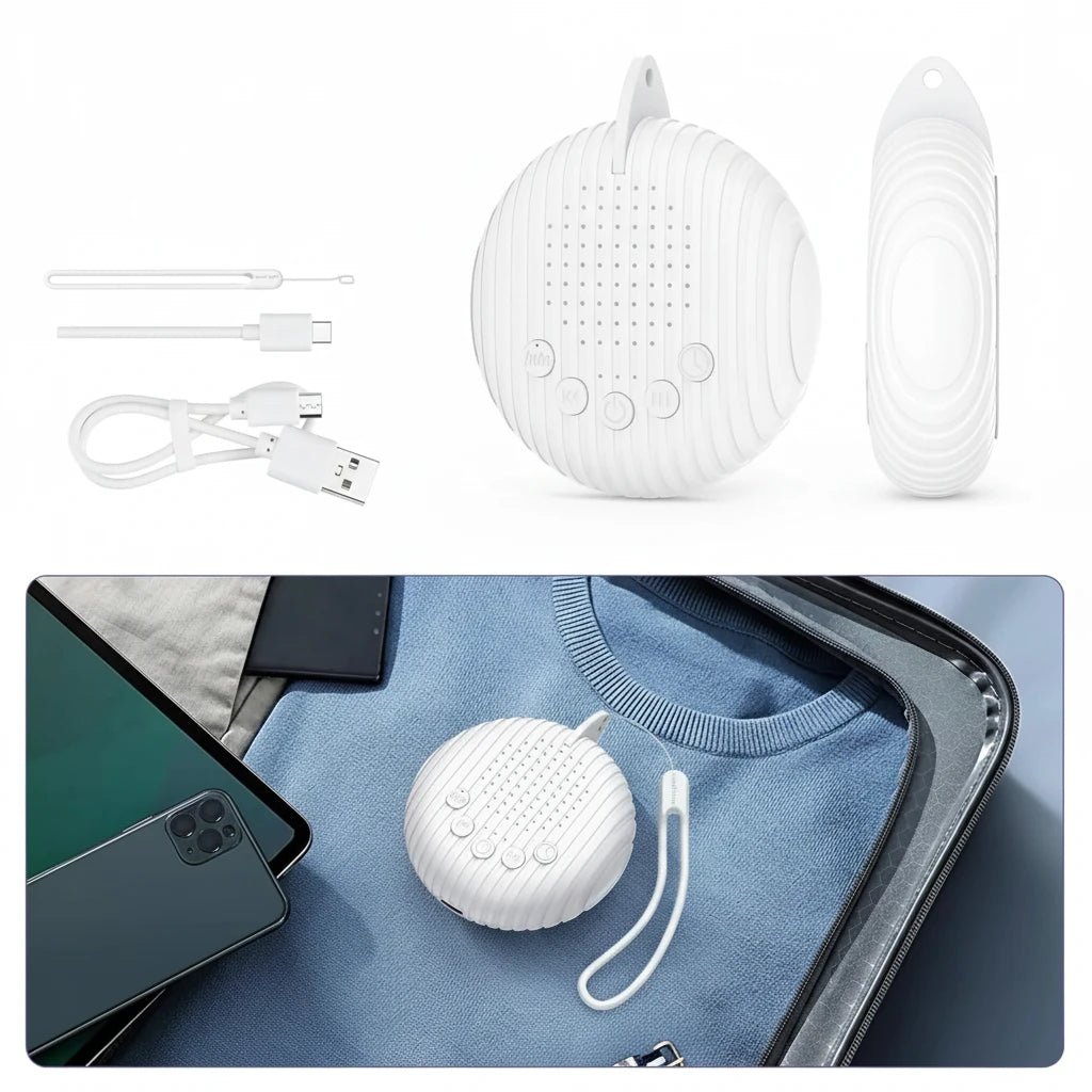 Portable White Noise Sleep Machine — 12 Soothing Sounds, USB Rechargeable, Timer & Volume Control - Babytopia32