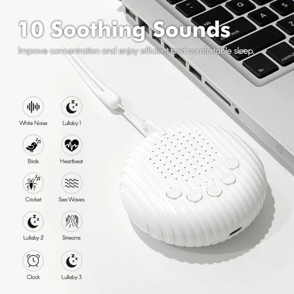 Portable White Noise Sleep Machine — 12 Soothing Sounds, USB Rechargeable, Timer & Volume Control - Babytopia32