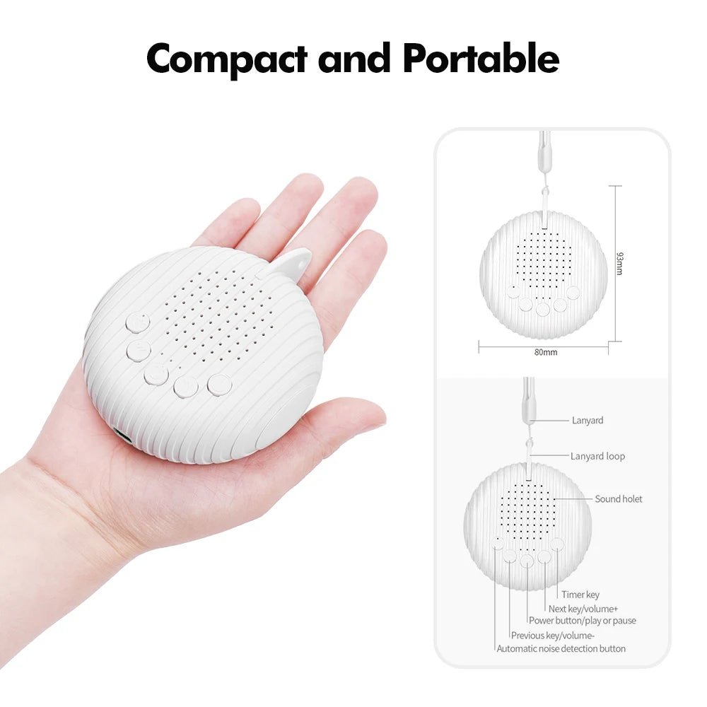 Portable White Noise Sleep Machine — 12 Soothing Sounds, USB Rechargeable, Timer & Volume Control - Babytopia32