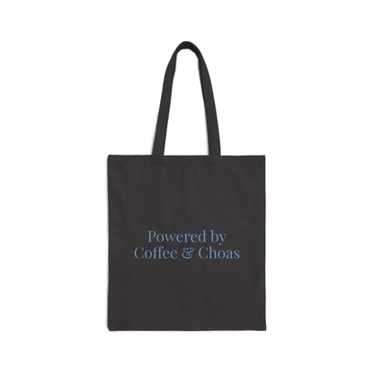 Powered by Coffee and Chaos Tote Bag | Minimalist Coffee Quote - Babytopia32