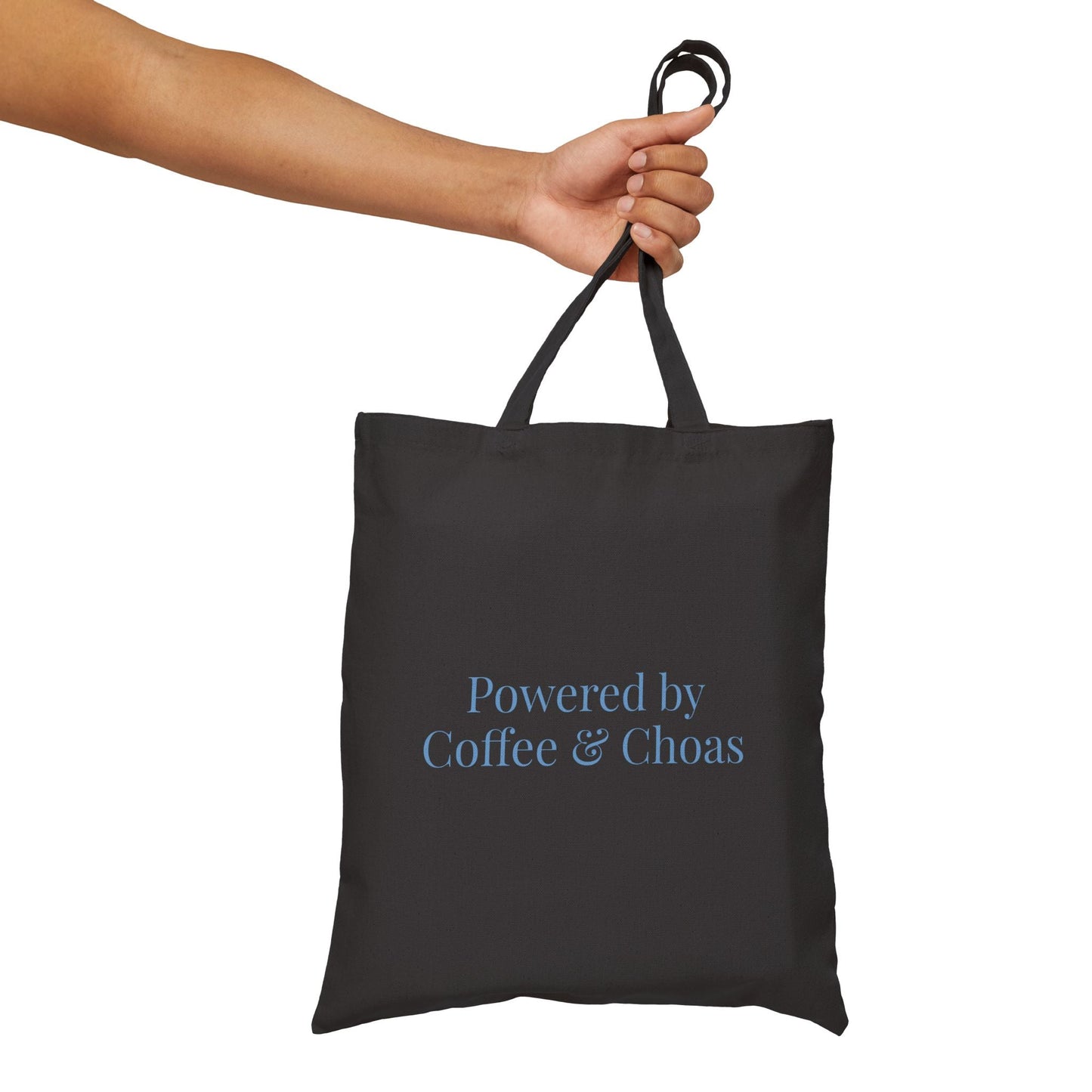 Powered by Coffee and Chaos Tote Bag | Minimalist Coffee Quote - Babytopia32