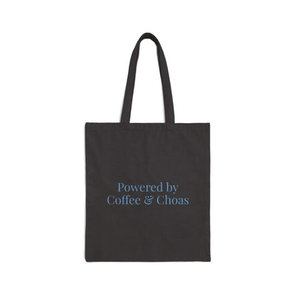 Powered by Coffee and Chaos Tote Bag | Minimalist Coffee Quote - Babytopia32