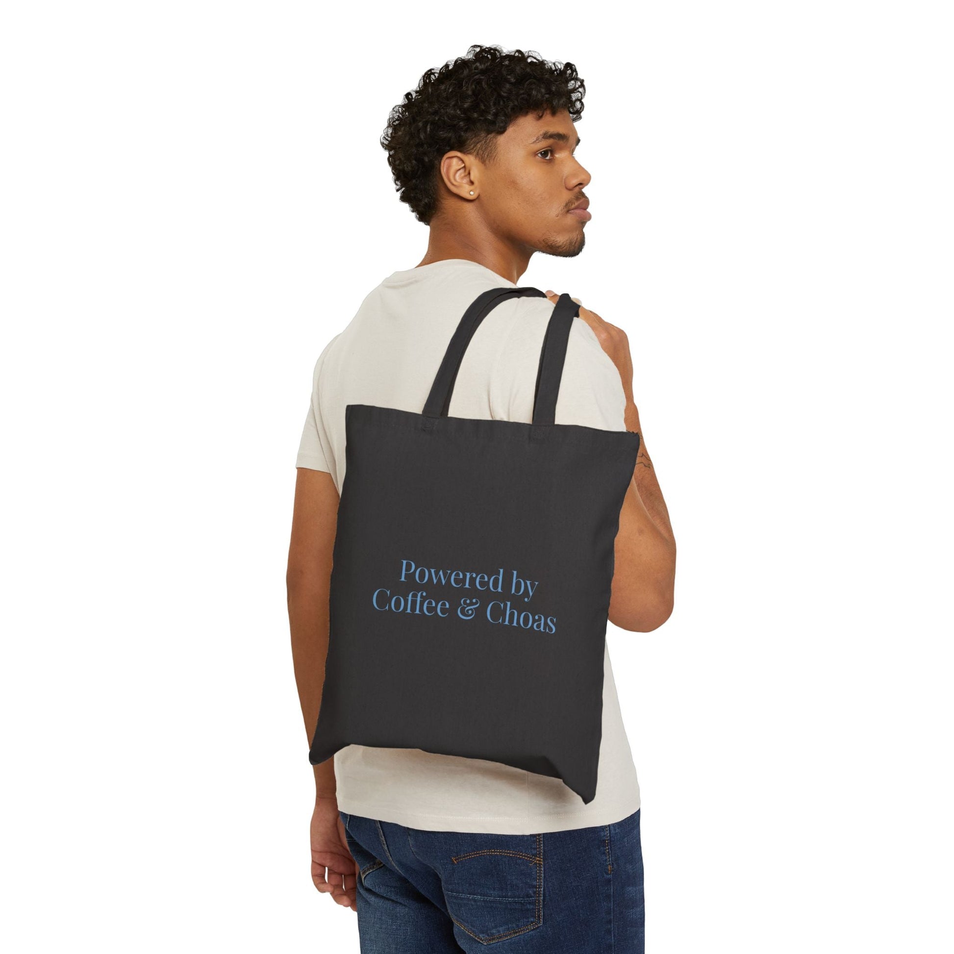 Powered by Coffee and Chaos Tote Bag | Minimalist Coffee Quote - Babytopia32