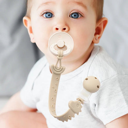 Silicone Pacifier Clips — BPA Free One-Piece Holder for Baby Boys & Girls | Giraffe & Dinosaur Designs - Babytopia32