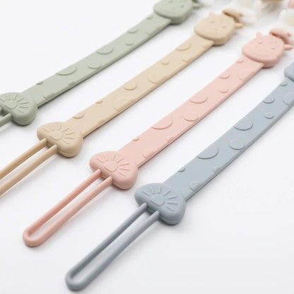 Silicone Pacifier Clips — BPA Free One-Piece Holder for Baby Boys & Girls | Giraffe & Dinosaur Designs - Babytopia32