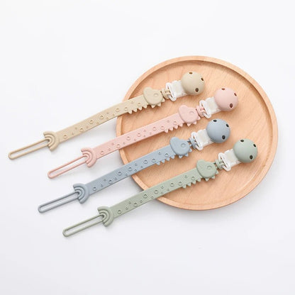 Silicone Pacifier Clips — BPA Free One-Piece Holder for Baby Boys & Girls | Giraffe & Dinosaur Designs - Babytopia32