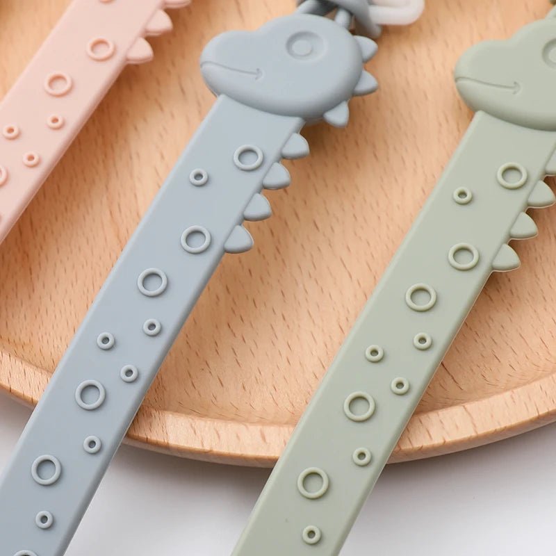 Silicone Pacifier Clips — BPA Free One-Piece Holder for Baby Boys & Girls | Giraffe & Dinosaur Designs - Babytopia32