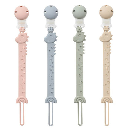 Silicone Pacifier Clips — BPA Free One-Piece Holder for Baby Boys & Girls | Giraffe & Dinosaur Designs - Babytopia32