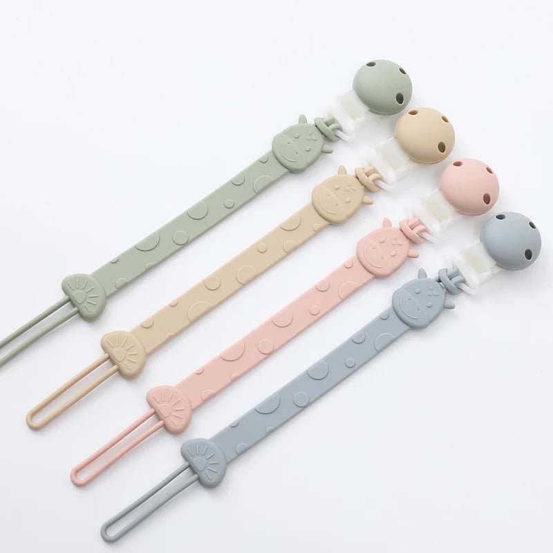 Silicone Pacifier Clips — BPA Free One-Piece Holder for Baby Boys & Girls | Giraffe & Dinosaur Designs - Babytopia32