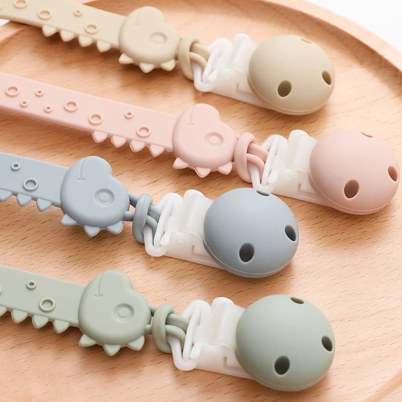 Silicone Pacifier Clips — BPA Free One-Piece Holder for Baby Boys & Girls | Giraffe & Dinosaur Designs - Babytopia32