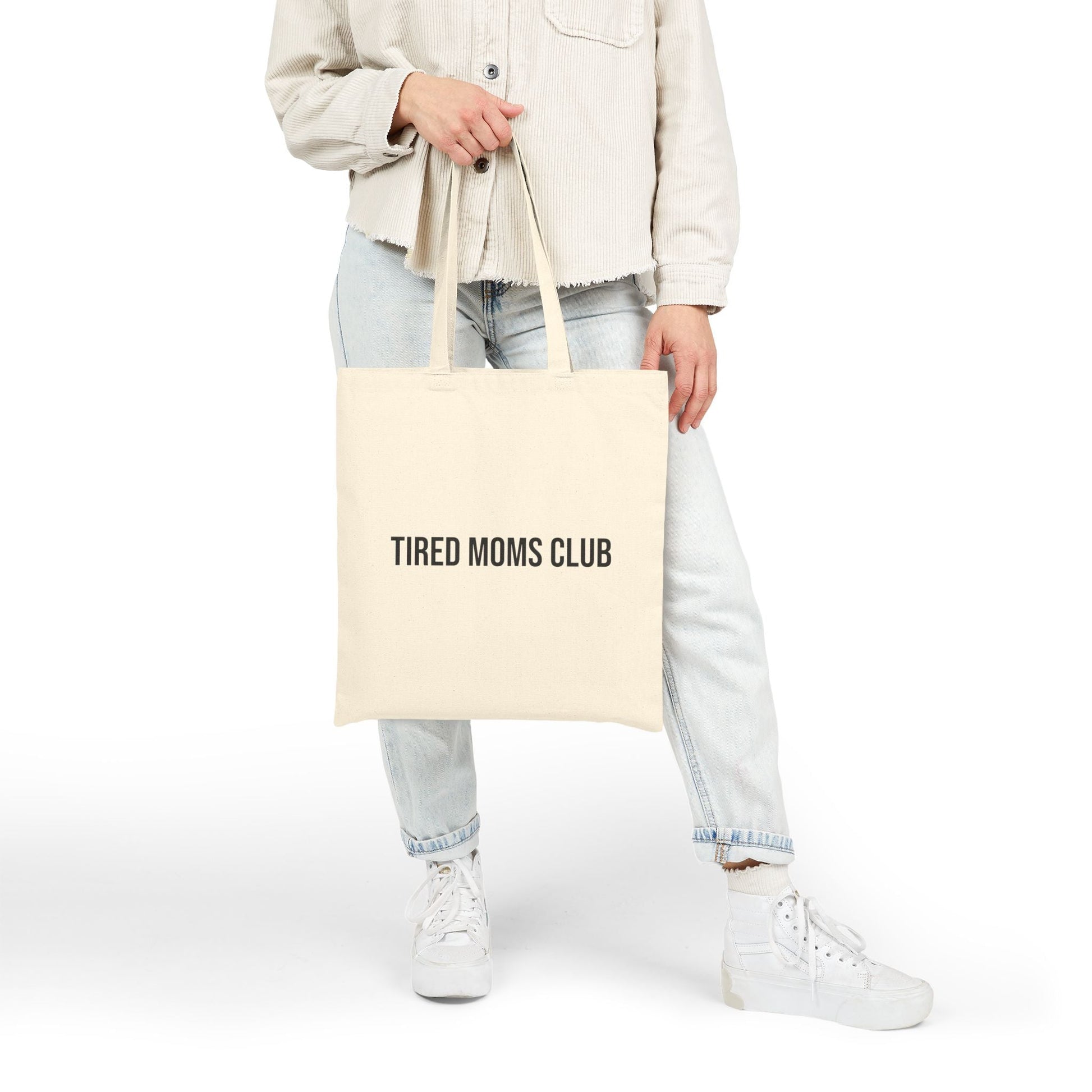 Tired Moms Club Tote Bag | Cotton Canvas Mom Life Grocery Market Bag - Babytopia32