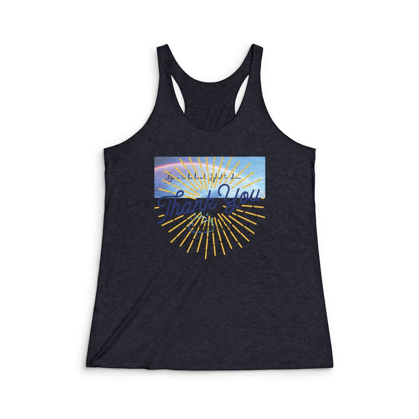 Women's Thank You Sunburst Racerback Tank Top – Soft Tri-Blend Yoga & Workout Tank - Babytopia32